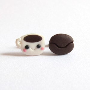 Coffee Earrings, Coffee Beans, Coffee Gifts, Stud Earrings, Coffee Mug, Coffee Cup, Polymer Clay Food Coffee Lover Gift Christmas Earrings