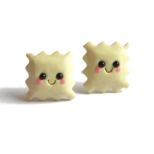 Handmade Ravioli Earrings: Polymer Clay Pasta Jewelry