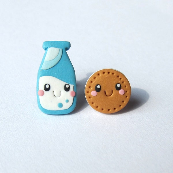 Foodie Gifts, Gifts For Kids, Food Jewelry, Milk and Cookie Earrings, Friendship Jewelry, Polymer Clay Earrings, BFF Gifts, Funny Earrings