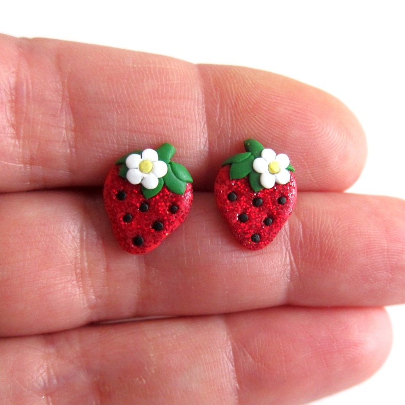 Strawberry Earrings Strawberry Jewelry Strawberries Girls Etsy