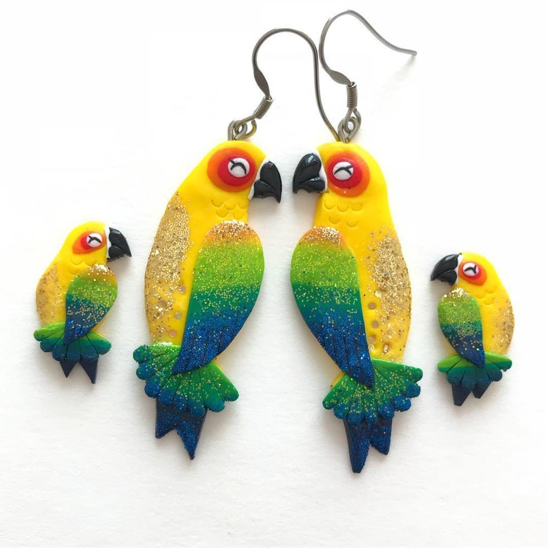 Parrot Accessories Yellow Parrot Earrings Green Parrot Etsy