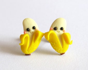 Banana Earrings, Fruit Earrings, Bananas Earrings, Funny Earrings, Funny Jewelry, Yellow Earrings, Summer Earrings, Fruit Jewelry For Kids