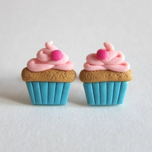 Brincos de cupcake, joias de cupcake, brincos de comida, joias de comida de argila de polímero, brincos de meninas, joias de meninas para crianças, brincos de presentes de Natal