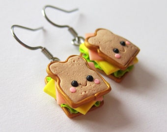 Sandwich Earrings, Bread Earrings, Food Earrings, Polymer Clay Earrings, Polymer Clay Jewelry, Funny Gifts, Miniature Food Jewelry Cute Gift