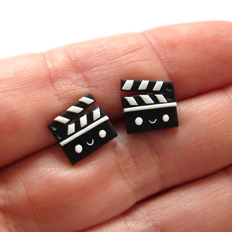 Clap Board Earrings, Clap Board Studs, Movie Clapboard Cookie Cutter, Clap Board, Director Cut Theater Cinema Ticket Clap Board Photo Booth image 3