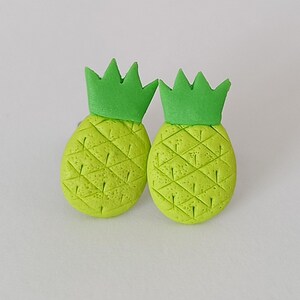 Fruit Earrings, Pineapple Earrings, Funny Polymer Clay Earrings, Yellow Earrings, Kawaii Food Earrings, Spring Girls Outfit, Spring Jewelry