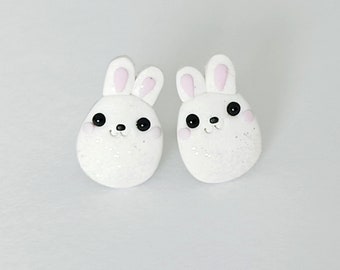 Easter Earrings, Easter Jewelry, Easter Outfit, Easter Girls Outfit, Bunny Earrings, White Bunny, Funny Earrings, Funny Bunny Gift For Girls