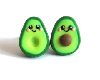 Avocado Ohrringe, Avocado Schmuck, Freundschaft Schmuck, BFF Geschenke, Ohrstecker, Essen Ohrringe, Vegan Geschenke, grüne Ohrringe, Essen Schmuck