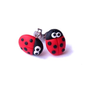 Ladybird Earrings,  Ladybug Earrings, Red Earrings, Girls Gifts, Small Girls Earrings, Polymer Clay Earrings Cute Earrings Red Stud Earrings