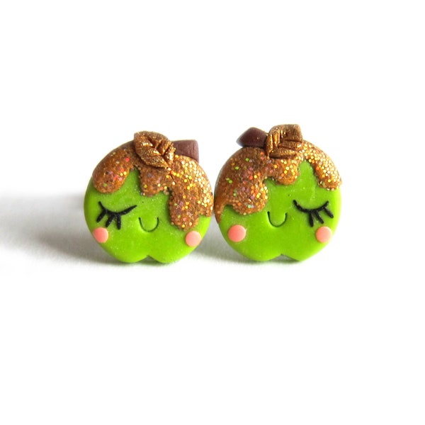 Pomme caramel boucles d’oreilles, boucles d’oreilles pomme caramel, anniversaire pomme caramel des faveurs pour les enfants, pomme caramel pour la fête des mères, Apple caramel cadeau