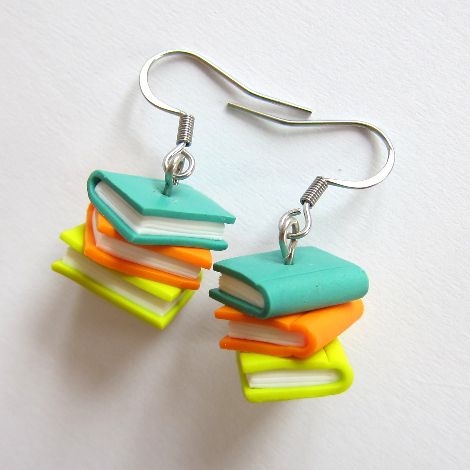 NEWEI Acrylic Book Stack Earrings - Retro Vintage Dangle Jewelry For Book Lovers & Teachers - View #8