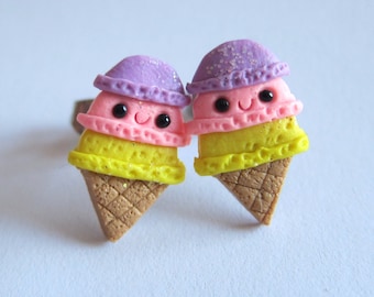 Ice Cream Cone, Ice Cream Earrings For Girls, Ice Cream Jewelry For Kids, Funny Ice Cream Birthday Gift for Girls, Emoji Ice Cream Favors