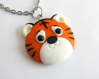 Bff Gift, Furry Friends Tiger Jewelry, Funny Gifts For Kids, Cute Tiger Necklace, Funny Necklace, Tiger Pendant, Animal Necklace Orange Gift