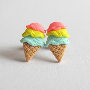 Eistüte, Eis Ohrringe für Mädchen, Eis Schmuck für Kinder, lustiges Eis Geburtstagsgeschenk für Mädchen, Emoji Eis Gastgeschenke