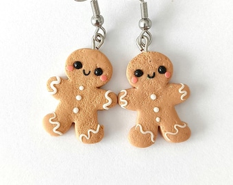 Pepparkaksgubbensörhängen, julsmycken i polymerlera, pepparkaka, julaccessoar