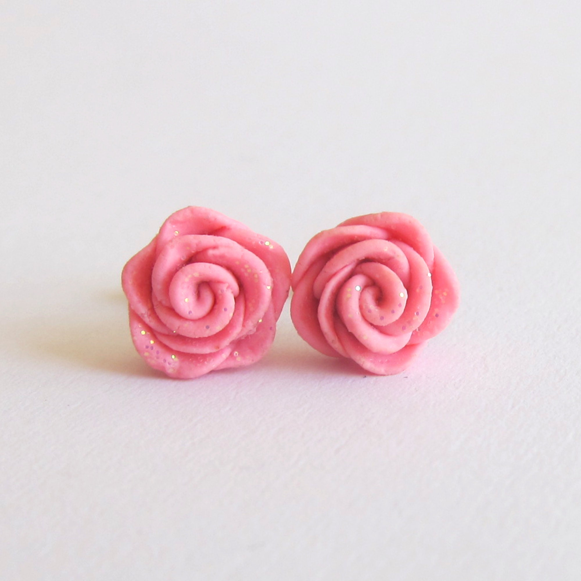 Rose Earrings Small Pink Earrings Stud Earrings Little Etsy