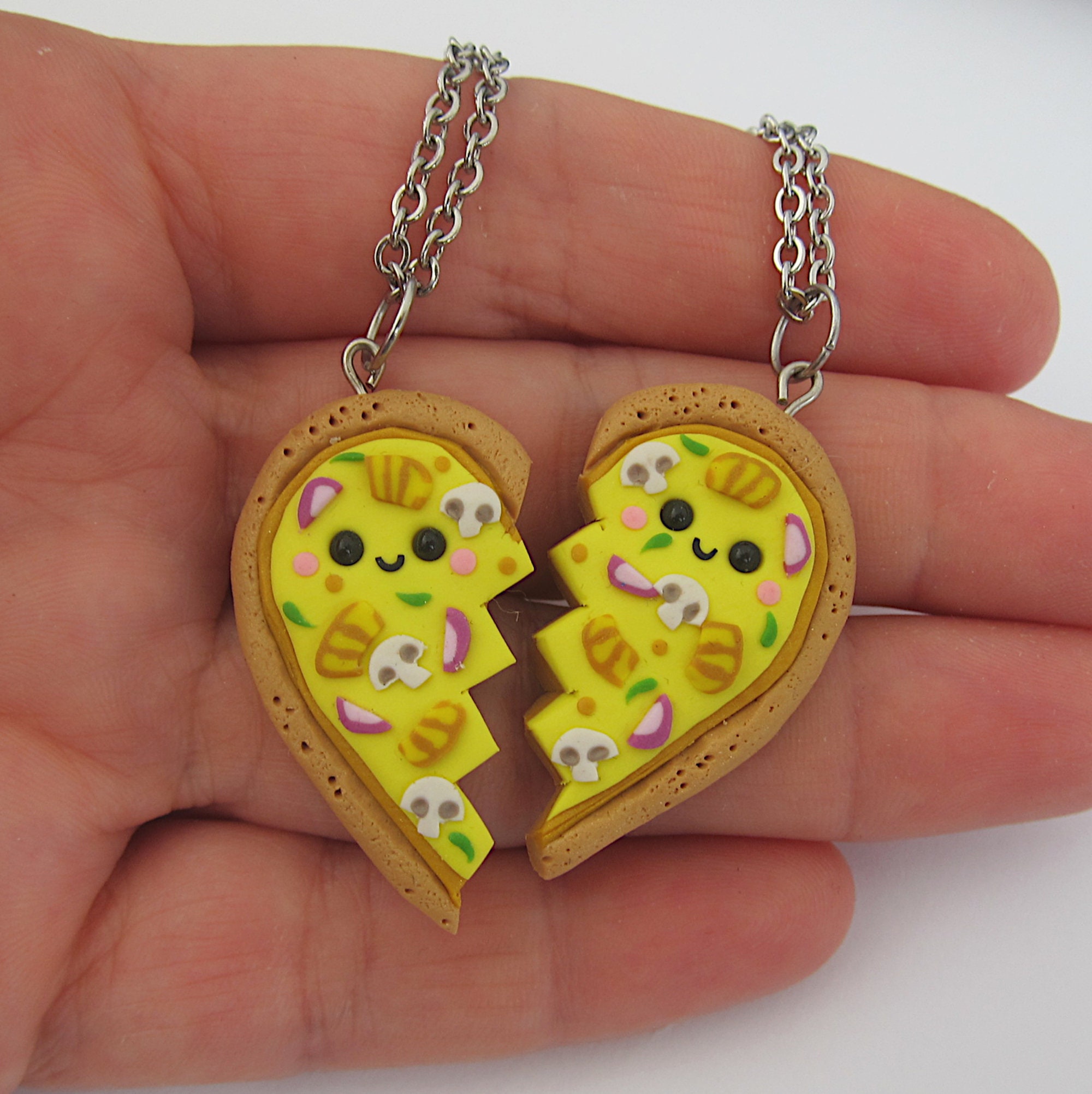 Pizza Heart Friendship Necklace for 2 - Split Heart Sisterhood