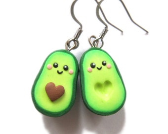 Pendientes de aguacate, joyería de aguacate lindo, joyería de la amistad, regalos BFF, pendientes verdes, pendientes de comida, regalos de aguacate, accesorios de aguacate