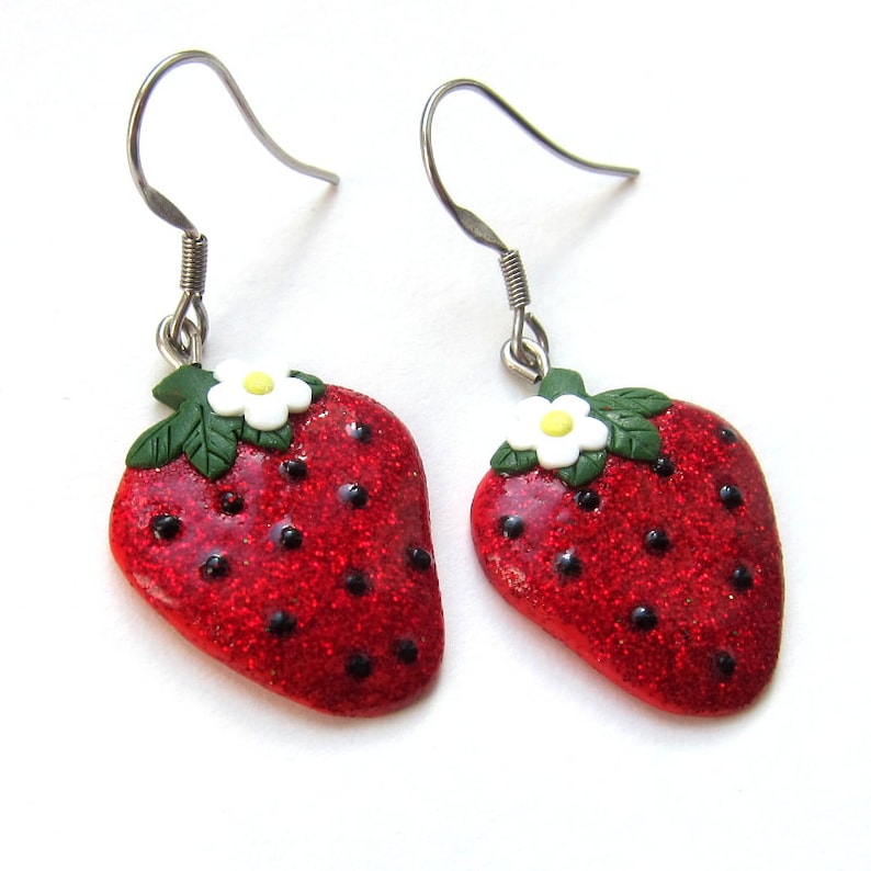 Strawberry Earrings Strawberry Jewelry Strawberries Etsy