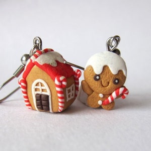 Gingerbread Man Earrings, Christmas Gingerbread House, Christmas Earrings, Christmas Jewelry, Christmas Gifts Festive Jewelry Christmas Food