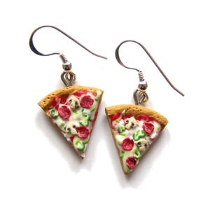 Pizza Earrings, Pizza Jewelry, Miniature Food Earrings, Mini Food Jewelry, BFF Friendship Jewelry, Polymer Clay Food, Polymer Clay Earrings,
