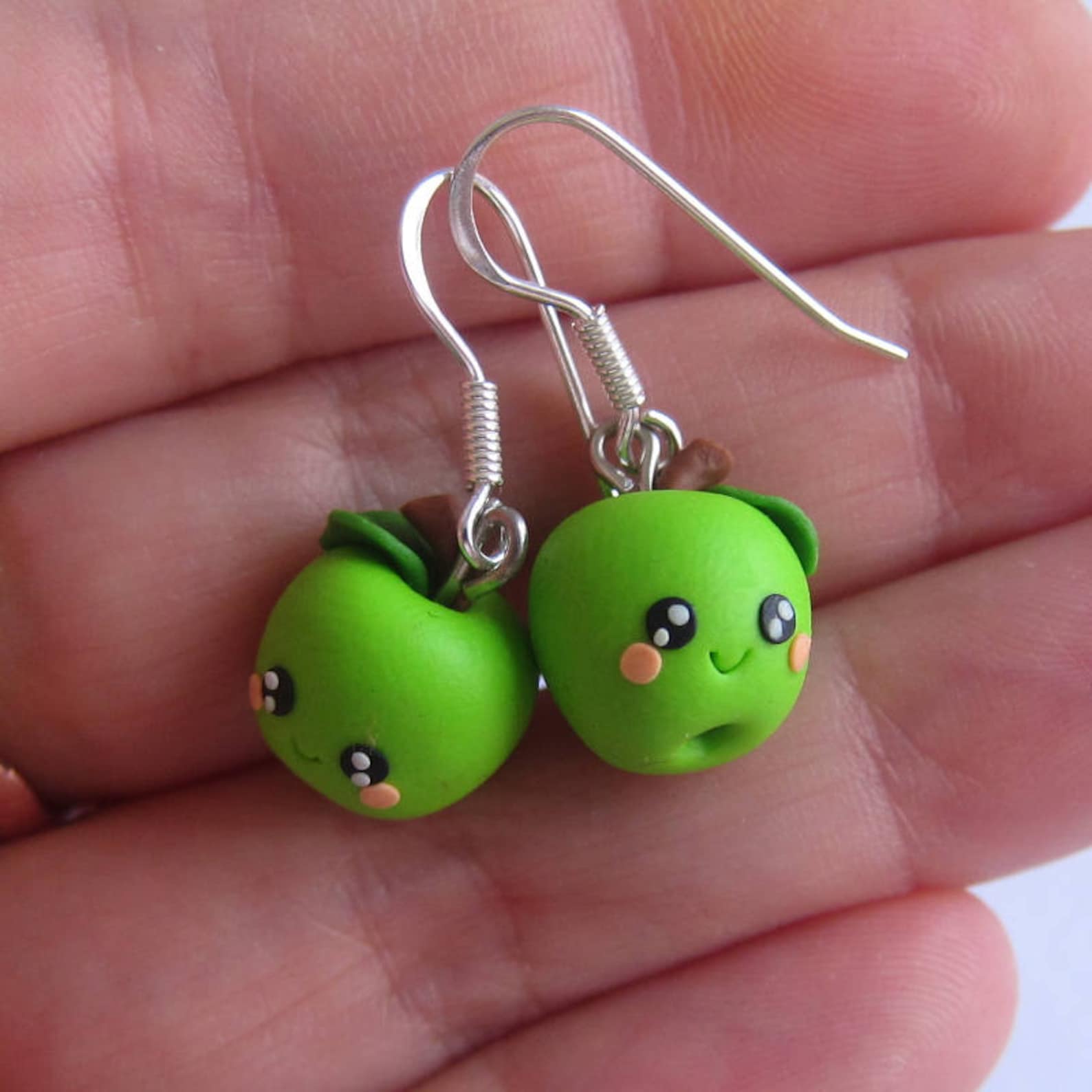 Green Apple Earrings Green Earrings Fruit Earrings Fruit Etsy