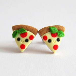 Pizza Ohrringe - Lustiges Essen Schmuck, Pizza Party Zubehör, Süße Pizza Geschenke, Lebensmittel Ohrringe aus Fimo, Weihnachtsstrumpf Stuffers