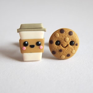 Coffee Cup, Polymer clay Coffee Earrings, Miniature coffee, Cup of Coffee Earrings, Kawaii Earrings, Coffee Gift, Friendship Gift For Friend