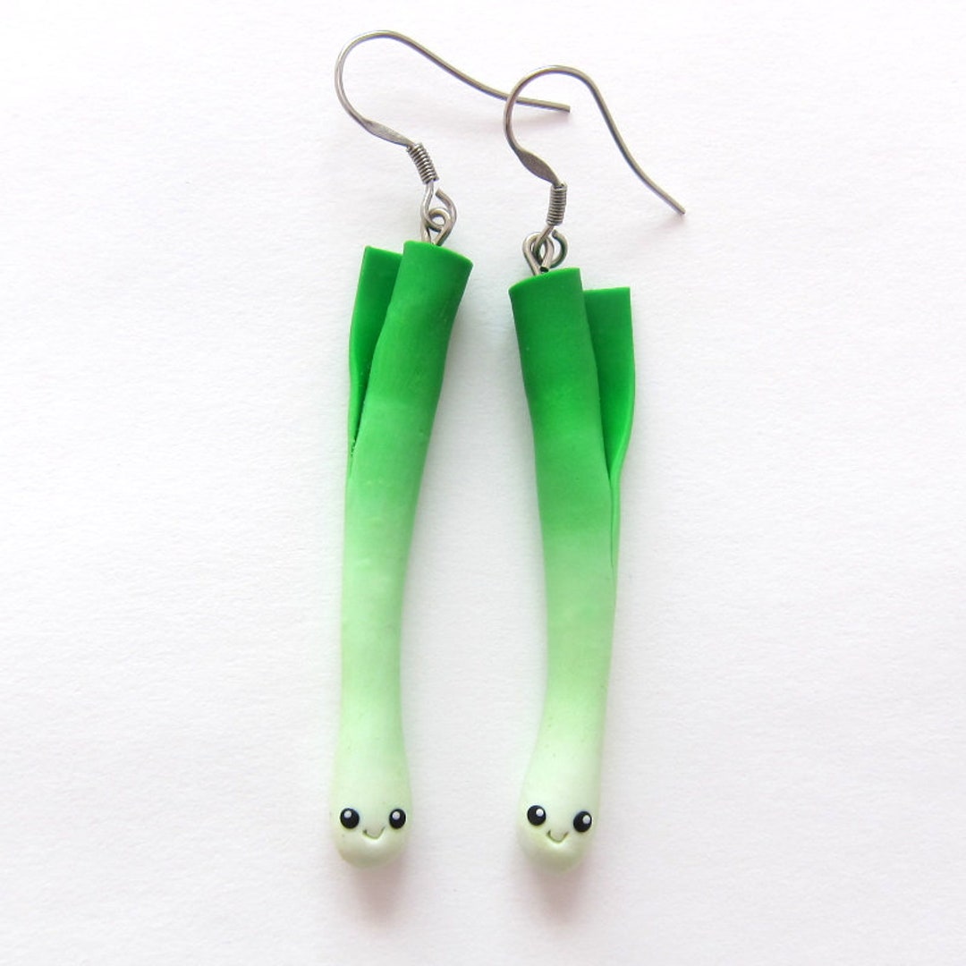 Green Earrings, Funny Earrings, Mothers Day Gifts for Mom, Leek