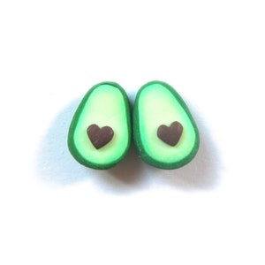 Avocado Heart Earrings – Cute Food Jewelry – BFF Gift – Polymer Clay Studs – Avocado Seed Heart – Friendship Earrings – Gift for Her