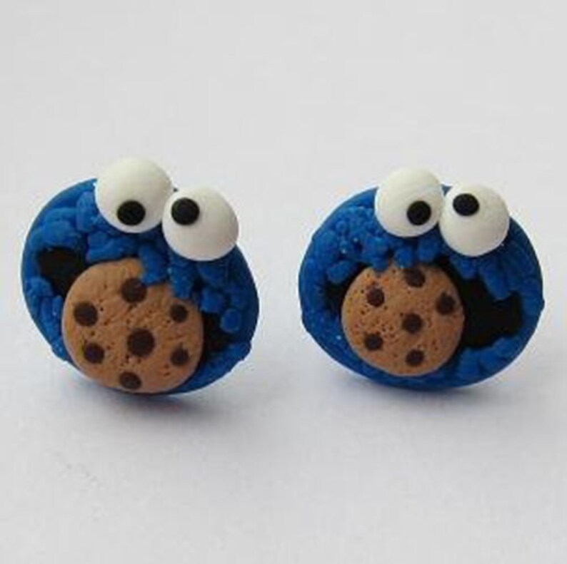 Polymer Clay Earrings Stud Earrings Funny Earrings Cookie Etsy