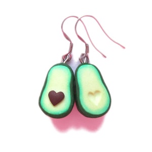 Avocado Earrings – Cute Food Jewelry, Heart Avocado Friendship Jewelry, BFF Gifts, Green Earrings, Christmas Gift for Girlfriend