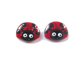 Ladybird Earrings,  Ladybug Earrings, Valentines Day Gift, Girls Gifts, Small Girls Earrings, Polymer Clay Earrings, Lucky Jewelry For Kids