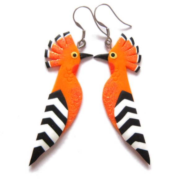 Hoopoe Earrings, Hoopoe Gifts, Ornithologist Gifts, Hoopoe Jewelry, Bird Earrings, Beach Jewelry, Statement Earrings, Statement Jewelry