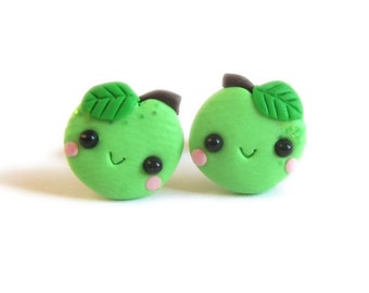 Green Apple Earrings, Apple Jewelry, Green Earrings, Fruit Earrings, Cute Earrings, Cute Gifts Teachers Gifts Valentines Day Gifts for Girls