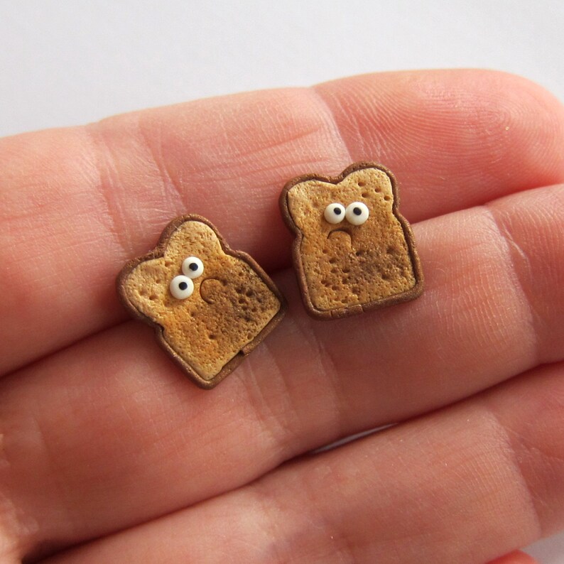 Burnt Toast Earrings Polymer Clay Earrings Funny Gift Small Etsy