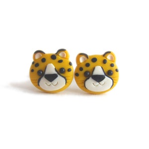Cheetah Earrings – Animal Jewelry for Kids, Cute Cheetah Accessories, Polymer Clay Earrings, Gift for Girls