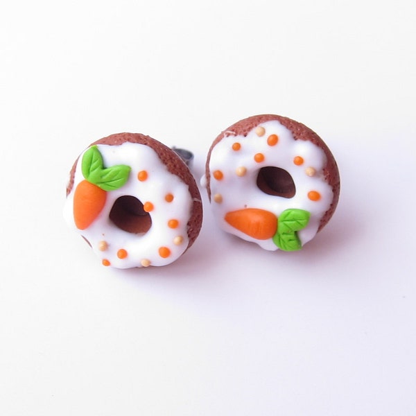 Bijoux alimentaire, carotte gâteau boucles d’oreilles, cadeaux pour les enfants, boucles d’oreilles Donut, boucles d’oreilles en anneau, oreilles en pâte polymère, boucles d’oreilles de la nourriture Miniature, Fimo