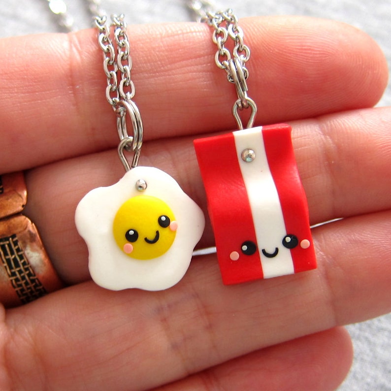 Egg and Bacon Jewelry Bacon and Egg Necklaces for 2 Set of 2 Etsy UK