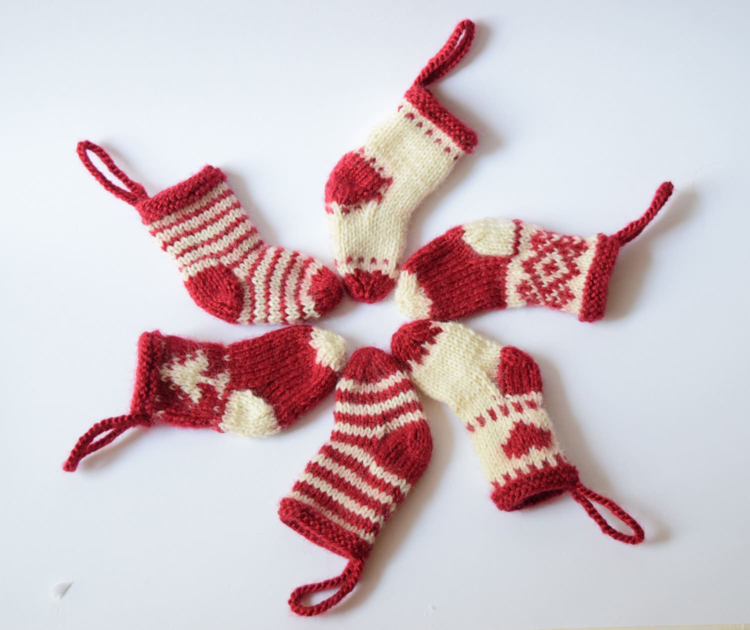 Knit Mini Christmas Stocking/ SET OF 6 Small Miniature Etsy