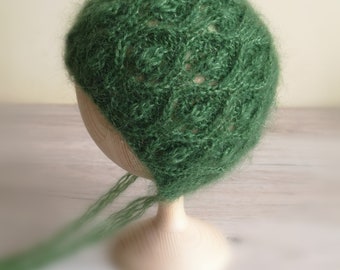 Newborn mohair bonnet / Newborn bonnet / Hand knit bonnet