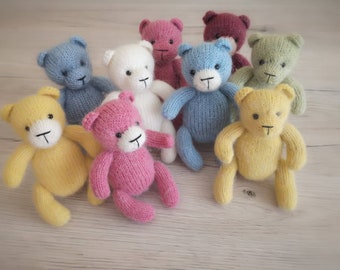 Knit teddy bear,Mini bear toy , Mini bear toy for newborn photo shoot, Newborn props, Newborn angora bear toy
