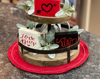 Valentine's Day Wooden Blocks for Tiered Tray