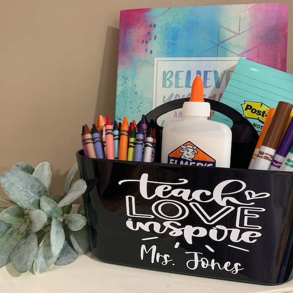 Personalized Teacher Caddy | Back To School Teacher Gift | Teacher Desk Organizer | School Supplies