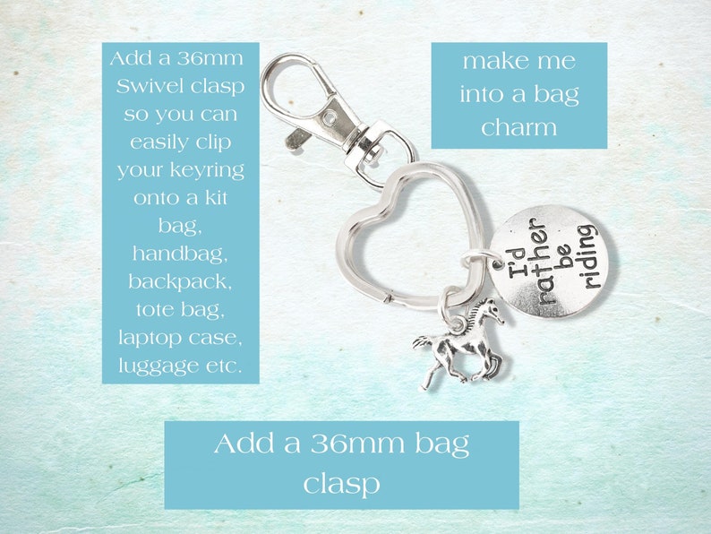 Horse Rider Keyring, I'd rather be riding, Horse Gift for Her, Horse Lover Present, Horse Rider Owner 16th 18th 21st Birthday Letterbox Gift image 9