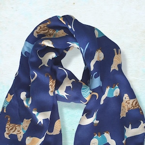 Personalized Blue Cat Print Scarf: Cat Lover Gift