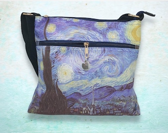 Van Gogh Starry Night Crossbody Bag: Art Lover Gift, Customisable