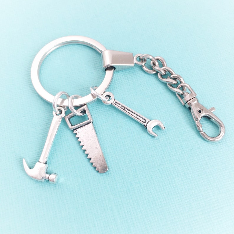 Dad Tool Keyring Fathers Day Gift Hammer Silver Colour Spanner Daddy