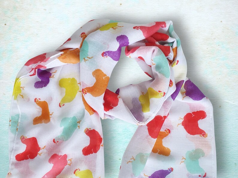 Chickens Scarf In A Box, Personalised Women's Scarf, Ladies Hens Gift, Letterbox 30th 40th 50th Birthday, Mum Grandma Present, Mothers Day image 11