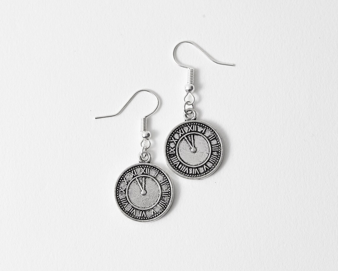 Clock Earrings Novelty Old Fashioned Clock Face Earrings Etsy